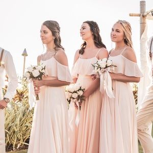 Baby pink bridesmaids dress